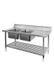 Left Inlet Double Sink Dishwasher Bench - DSBD7-2400L/A
